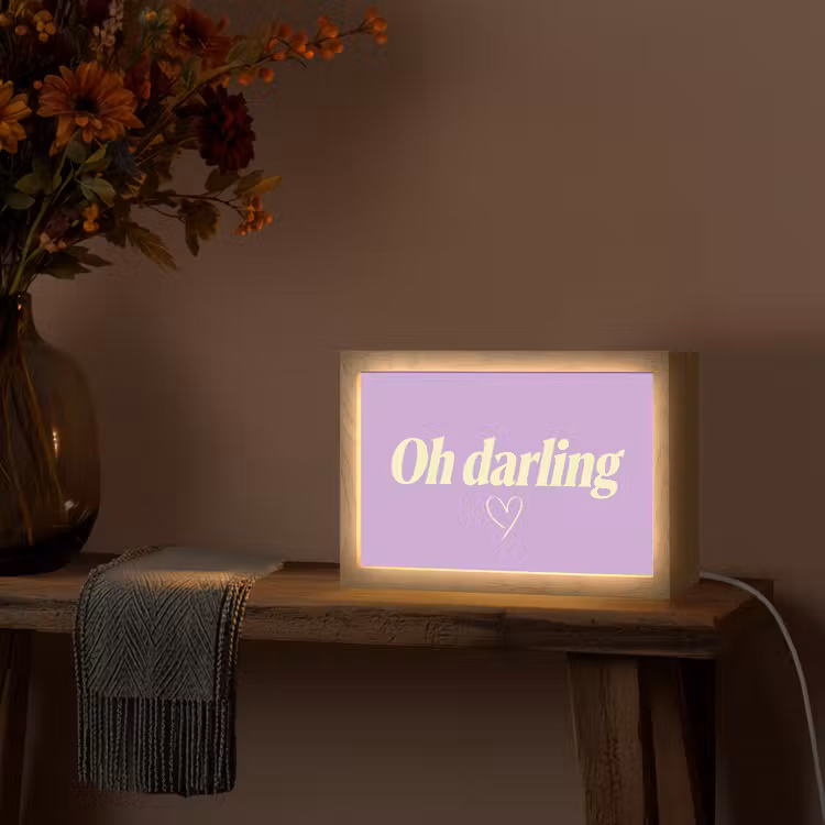 Oh darling - Hart - Paars Light Box met kabel (Tafellamp) klein -sfeer4