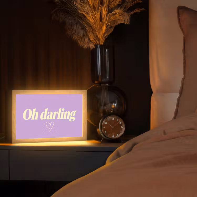 Oh darling - Hart - Paars Light Box met kabel (Tafellamp) klein -sfeer1