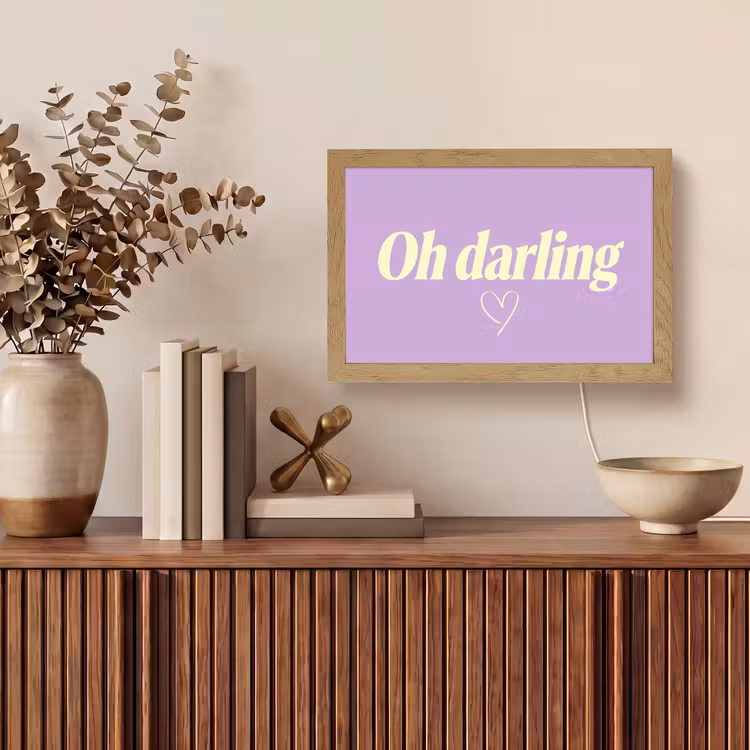 Oh darling - Hart - Paars Light Box met kabel (Tafellamp) klein -sfeer2