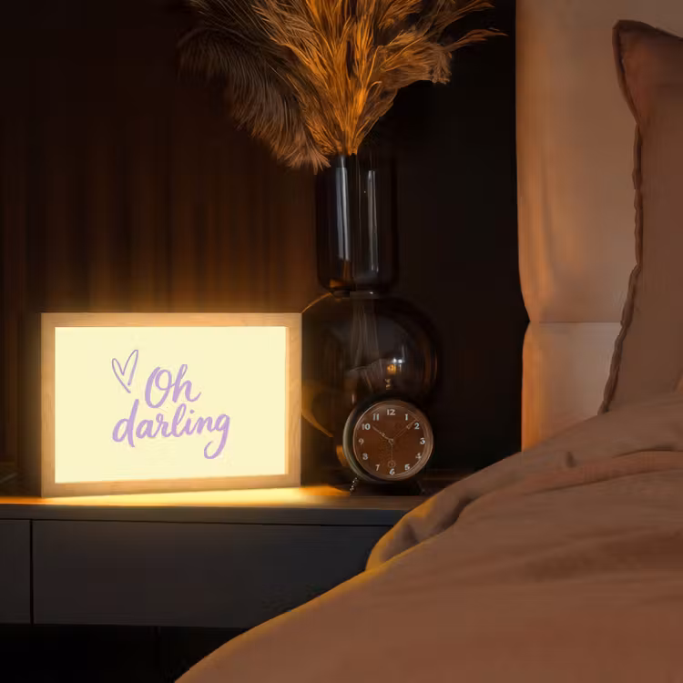 Oh darling - Geel - Hart Light Box met kabel (Tafellamp) klein -sfeer1
