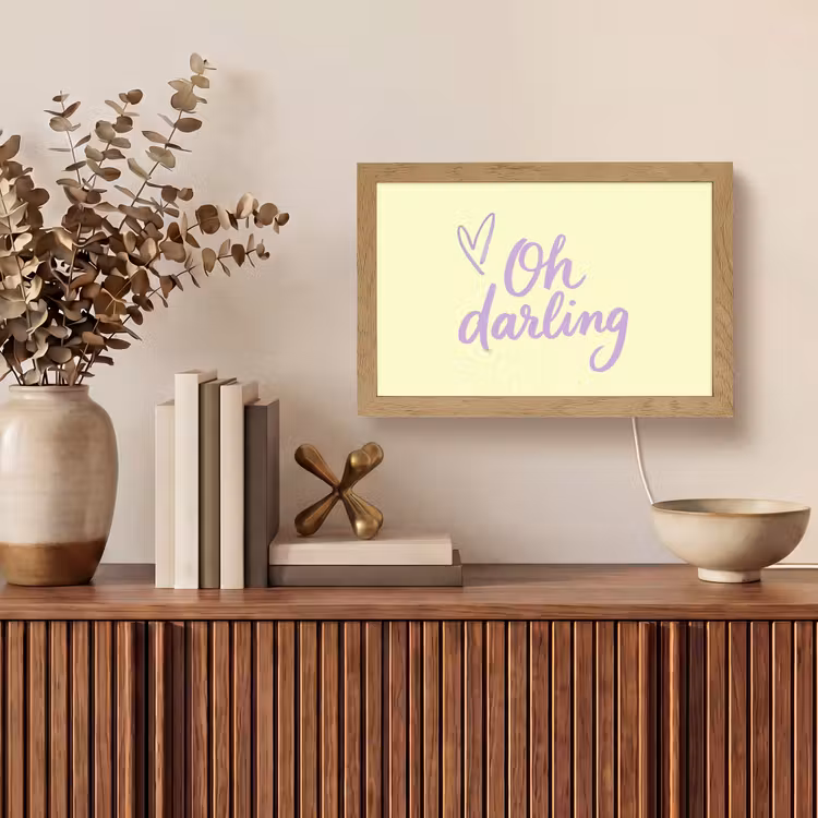 Oh darling - Geel - Hart Light Box met kabel (Tafellamp) klein -sfeer2