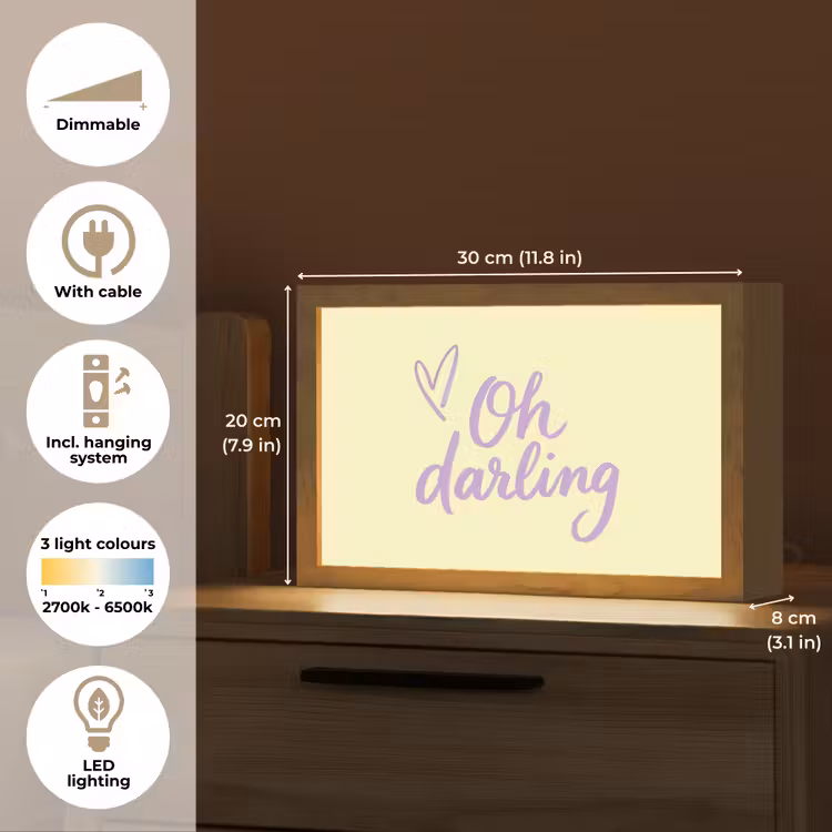 Oh darling - Geel - Hart Light Box met kabel (Tafellamp) klein -USP_EN