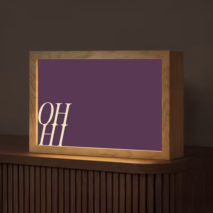 Oh hi - Paars - Cursief Light Box met kabel (Tafellamp) klein -z3d_website