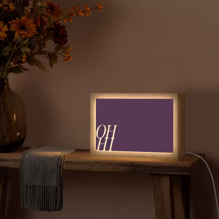 Oh hi - Paars - Cursief Light Box met kabel (Tafellamp) klein -sfeer4