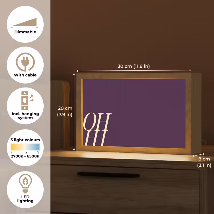 Oh hi - Paars - Cursief Light Box met kabel (Tafellamp) klein -USP_EN