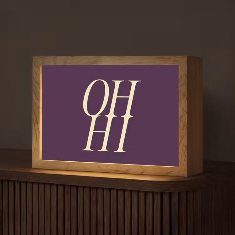 Oh hi - Paars - Minimalistisch Light Box met kabel (Tafellamp) klein -z3d_website