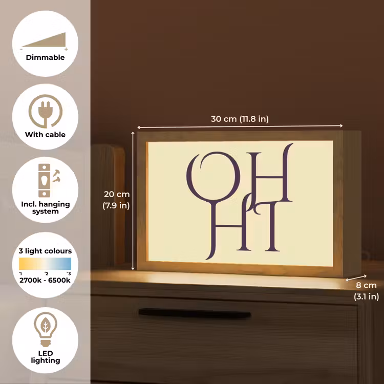 Oh hi - Geel - Monogram Light Box met kabel (Tafellamp) klein -USP_EN