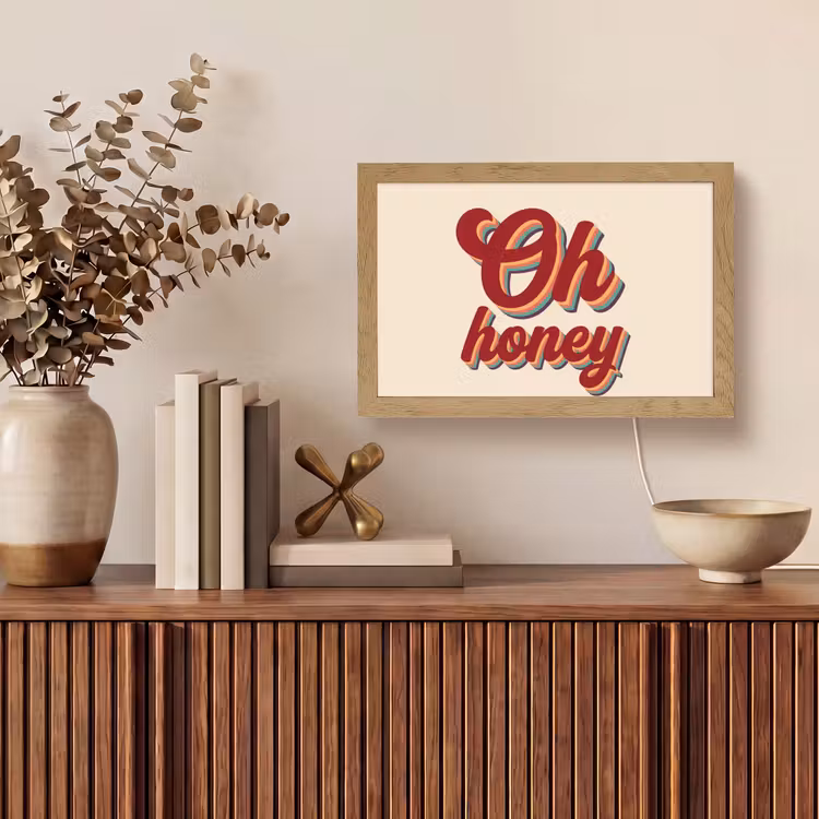 Oh honey - Rood - Schaduw Light Box met kabel (Tafellamp) klein -sfeer2