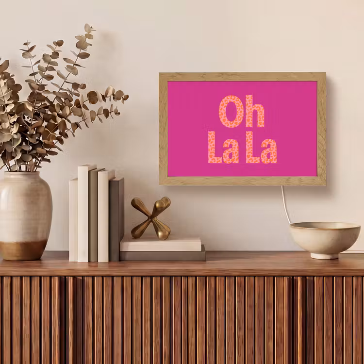 Oh la la - Luipaardprint - Roze Light Box met kabel (Tafellamp) klein -sfeer2