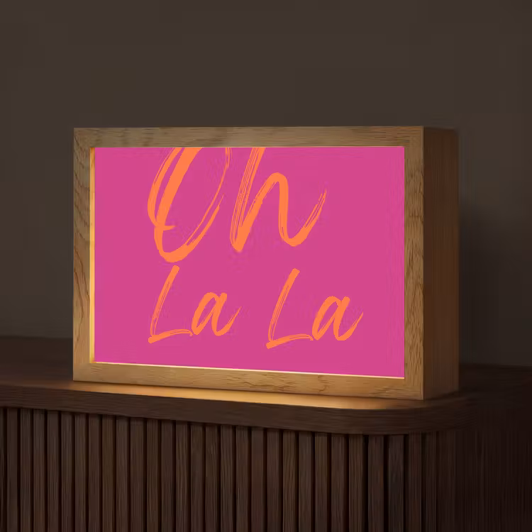 Oh la la - Oranje - Roze Light Box met kabel (Tafellamp) klein -z3d_website