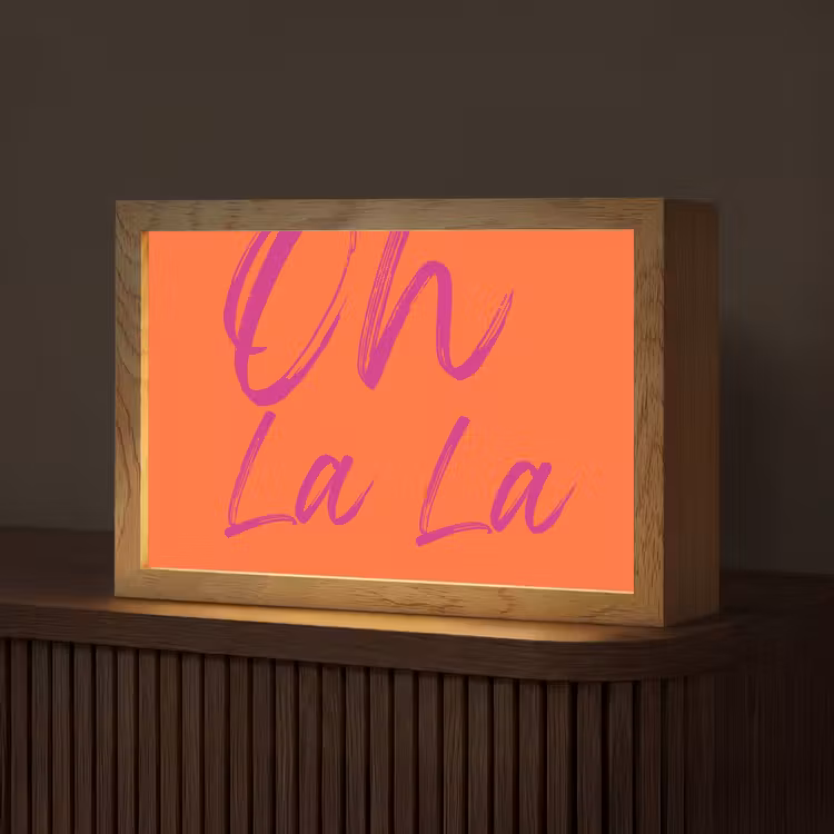 Oh la la - Oranje - Roze - Grafisch Light Box met kabel (Tafellamp) klein -z3d_website