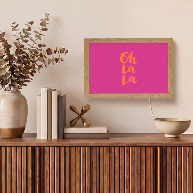 Oh la la - Roze - Oranje - Minimalistisch Light Box met kabel (Tafellamp) klein -sfeer2