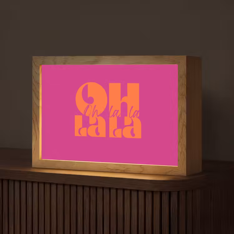 Oh la la - Roze - Oranje - Gestapelde letters Light Box met kabel (Tafellamp) klein -z3d_website