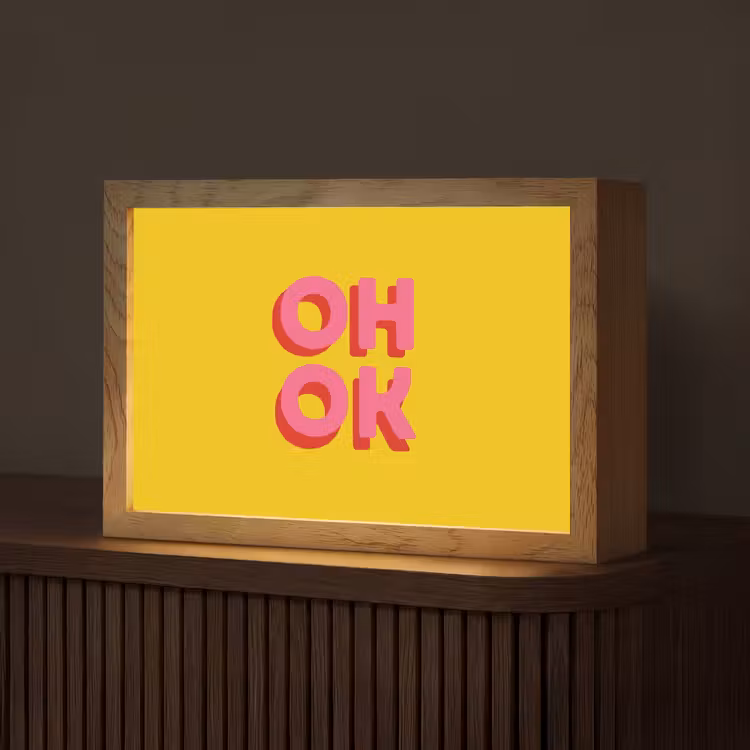 Oh ok - 3D - Geel - Roze Light Box met kabel (Tafellamp) klein -z3d_website