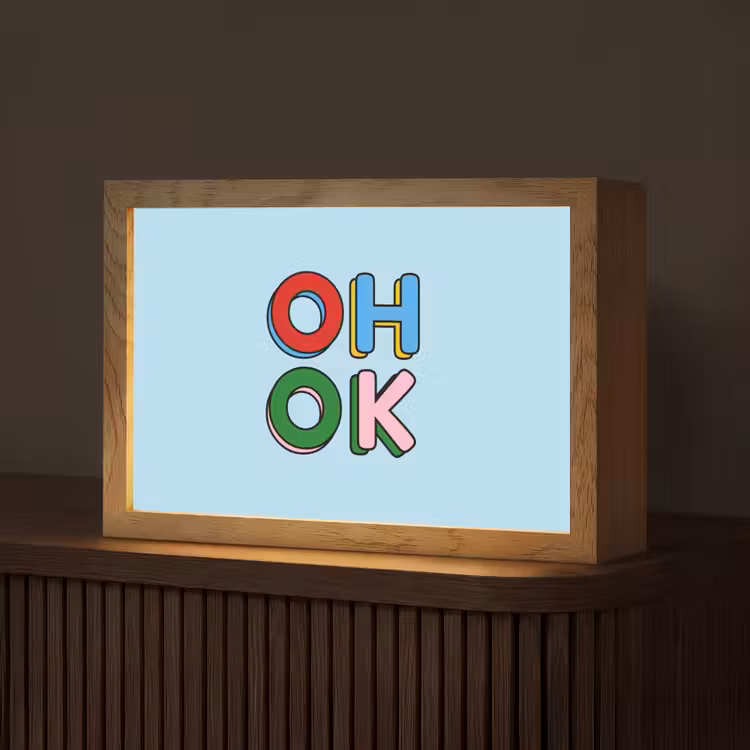 Oh ok - Blauw - Kleurrijk Light Box met kabel (Tafellamp) klein -z3d_website