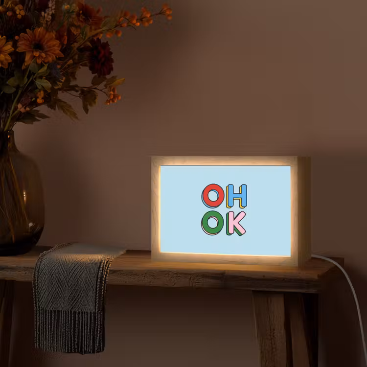 Oh ok - Blauw - Kleurrijk Light Box met kabel (Tafellamp) klein -sfeer4