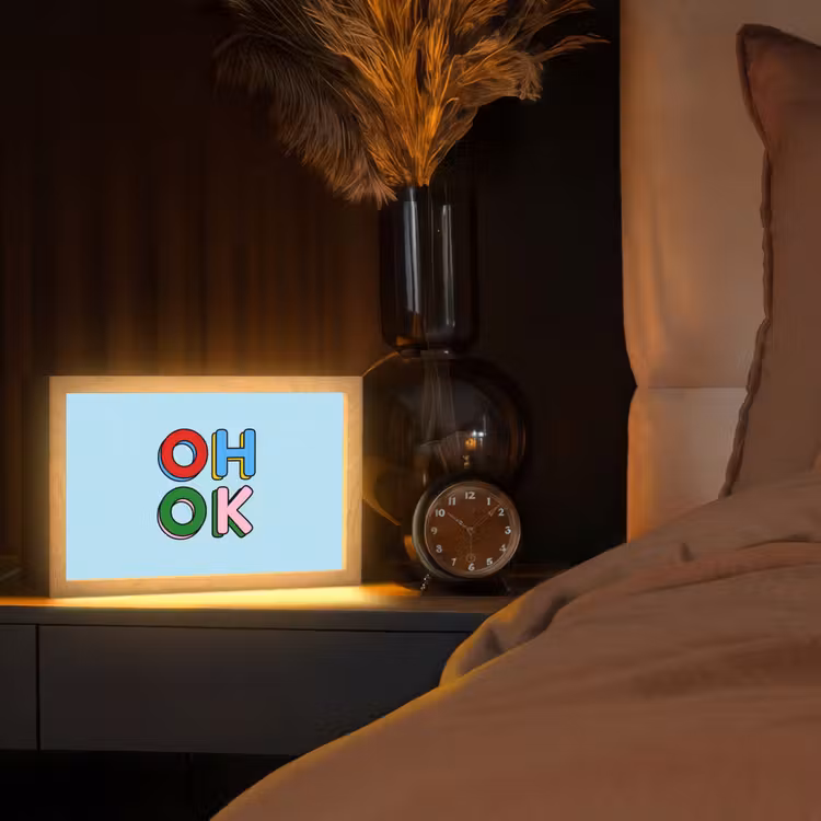 Oh ok - Blauw - Kleurrijk Light Box met kabel (Tafellamp) klein -sfeer1