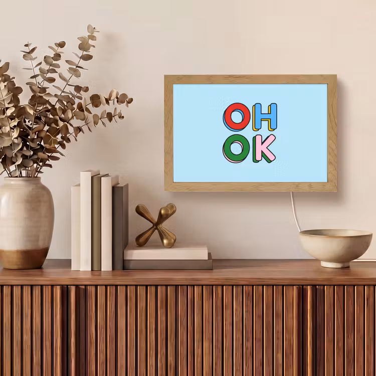 Oh ok - Blauw - Kleurrijk Light Box met kabel (Tafellamp) klein -sfeer2