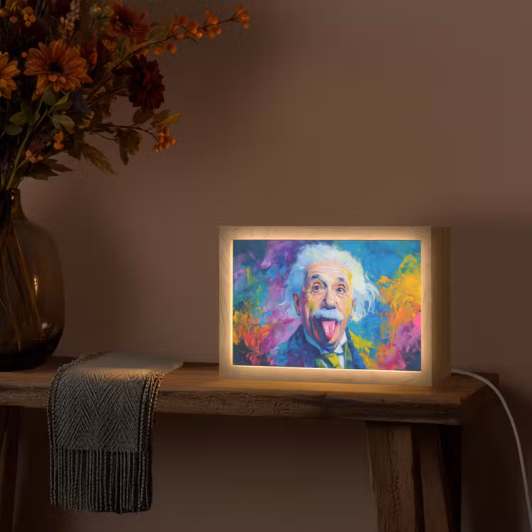 Oude man - Expressief - Kleurrijk Light Box met kabel (Tafellamp) klein -sfeer4