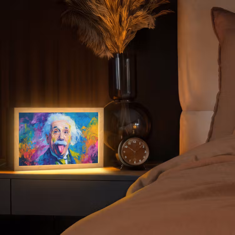 Oude man - Expressief - Kleurrijk Light Box met kabel (Tafellamp) klein -sfeer1