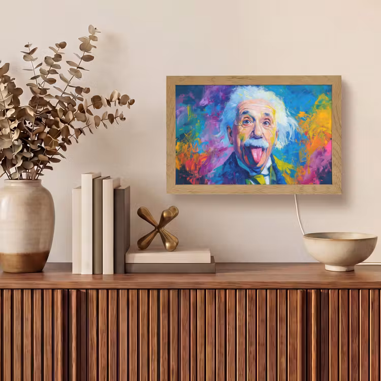 Oude man - Expressief - Kleurrijk Light Box met kabel (Tafellamp) klein -sfeer2