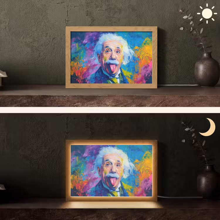 Oude man - Expressief - Kleurrijk Light Box met kabel (Tafellamp) klein -sfeer3