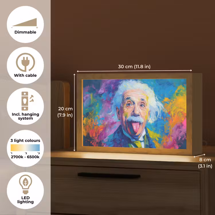 Oude man - Expressief - Kleurrijk Light Box met kabel (Tafellamp) klein -USP_EN