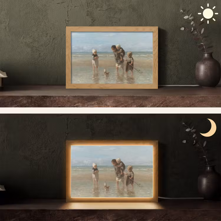 Oude meesters - Kunst - Kinderen der zee - Jozef Israëls Light Box met kabel (Tafellamp) klein -sfeer3