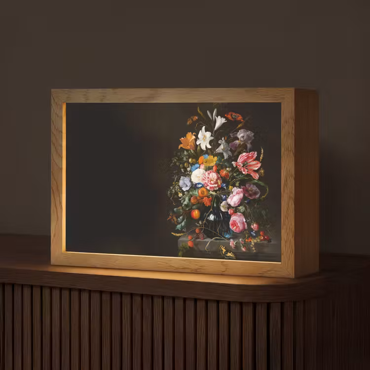 Oude meesters - Kunst - Vaas met bloemen - Jan Davidsz de Heem Light Box met kabel (Tafellamp) klein -z3d_website