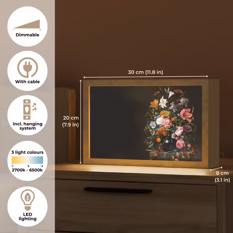 Oude meesters - Kunst - Vaas met bloemen - Jan Davidsz de Heem Light Box met kabel (Tafellamp) klein -USP_EN