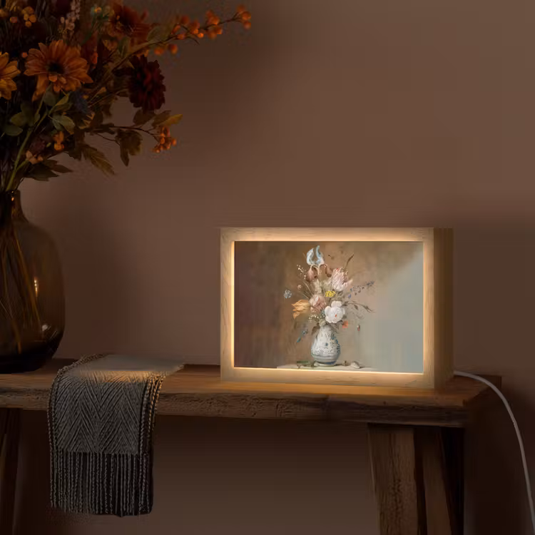 Oude meesters - Bloemen - Balthasar van der Ast Light Box met kabel (Tafellamp) klein -sfeer4