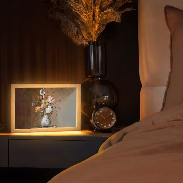 Oude meesters - Bloemen - Balthasar van der Ast Light Box met kabel (Tafellamp) klein -sfeer1