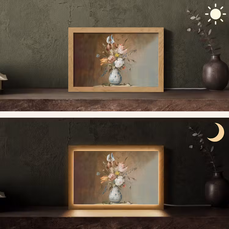 Oude meesters - Bloemen - Balthasar van der Ast Light Box met kabel (Tafellamp) klein -sfeer3