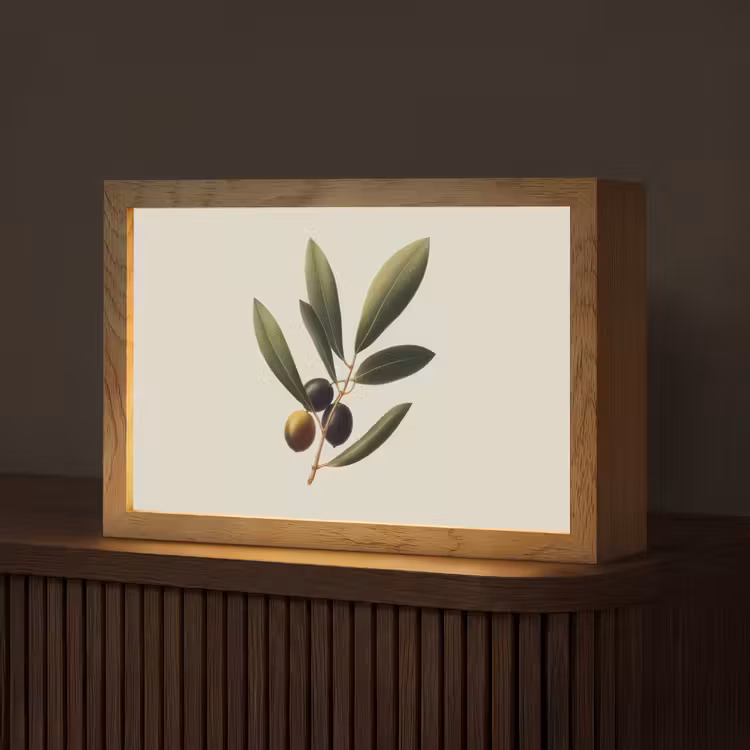 Olijftak - Donkergroen - Olijven Light Box met kabel (Tafellamp) klein -z3d_website