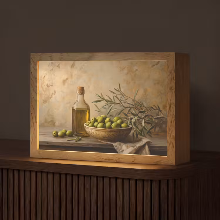 Olijven - Stilleven - Vintage Light Box met kabel (Tafellamp) klein -z3d_website