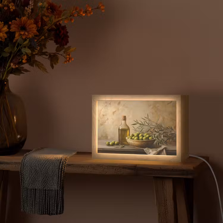 Olijven - Stilleven - Vintage Light Box met kabel (Tafellamp) klein -sfeer4