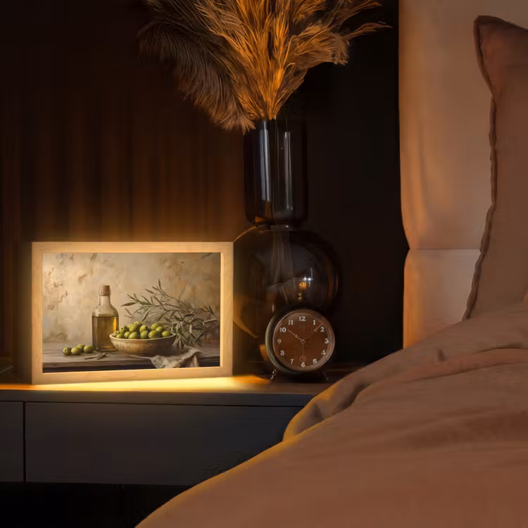Olijven - Stilleven - Vintage Light Box met kabel (Tafellamp) klein -sfeer1