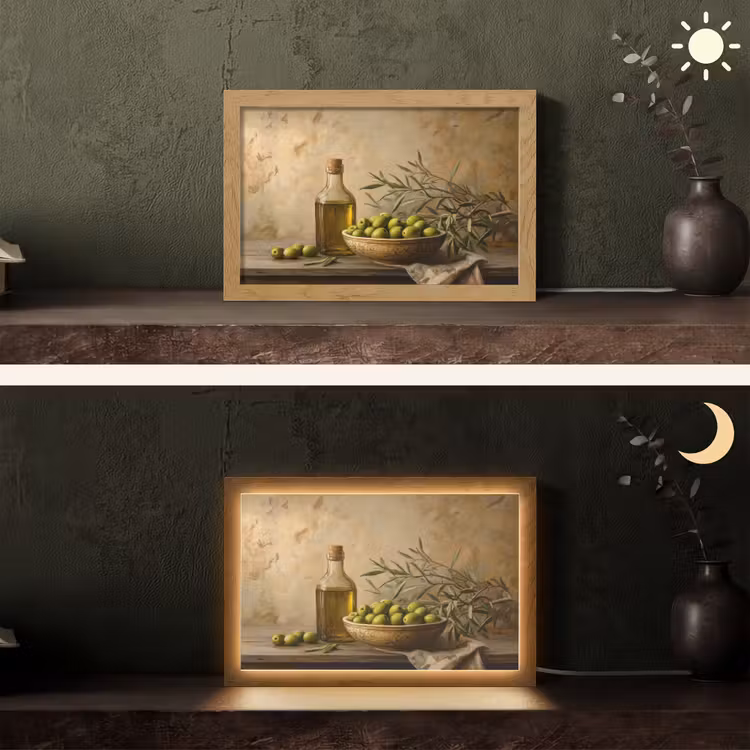 Olijven - Stilleven - Vintage Light Box met kabel (Tafellamp) klein -sfeer3