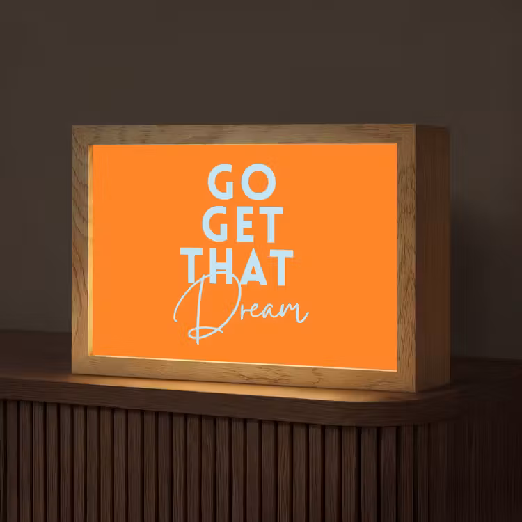 Oranje - Blauw - Go get that dream Light Box met kabel (Tafellamp) klein -z3d_website