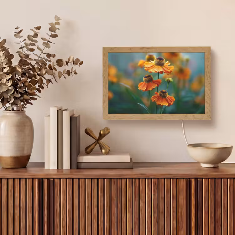 Oranje bloemen - Levendig - Wazige achtergrond Light Box met kabel (Tafellamp) klein -sfeer2