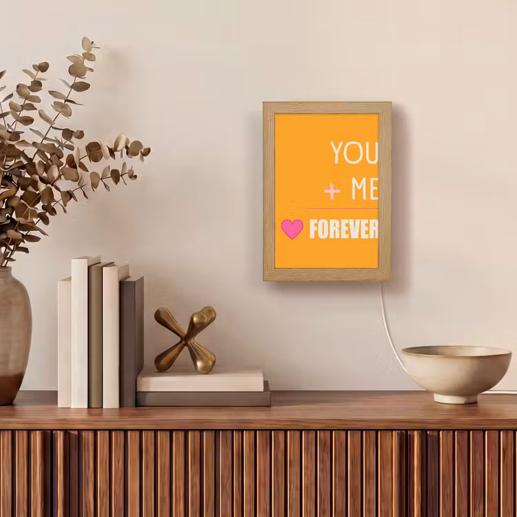 Oranje - Love - Valentijn Light Box met kabel (Tafellamp) klein -sfeer2