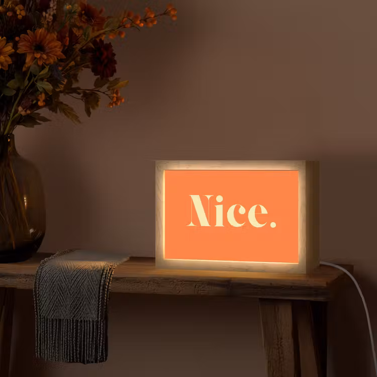Oranje - Gebroken wit - Nice Light Box met kabel (Tafellamp) klein -sfeer4