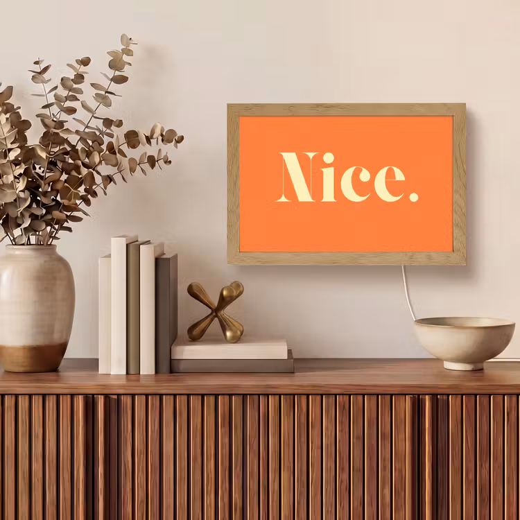 Oranje - Gebroken wit - Nice Light Box met kabel (Tafellamp) klein -sfeer2