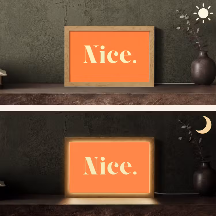 Oranje - Gebroken wit - Nice Light Box met kabel (Tafellamp) klein -sfeer3