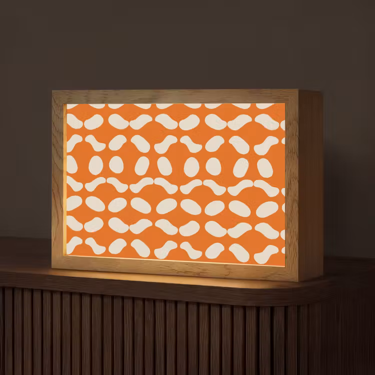 Oranje - Organische vormen - Wit Light Box met kabel (Tafellamp) klein 924 -z3d_website