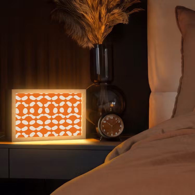 Oranje - Organische vormen - Wit Light Box met kabel (Tafellamp) klein 924 -sfeer1
