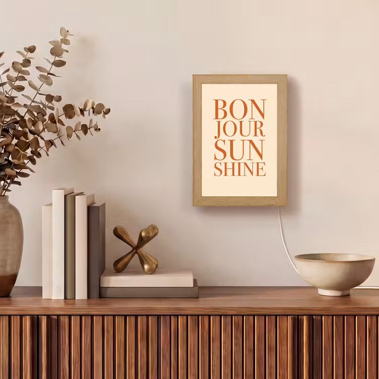 Oranje - Quote - Sun Light Box met kabel (Tafellamp) klein -sfeer2