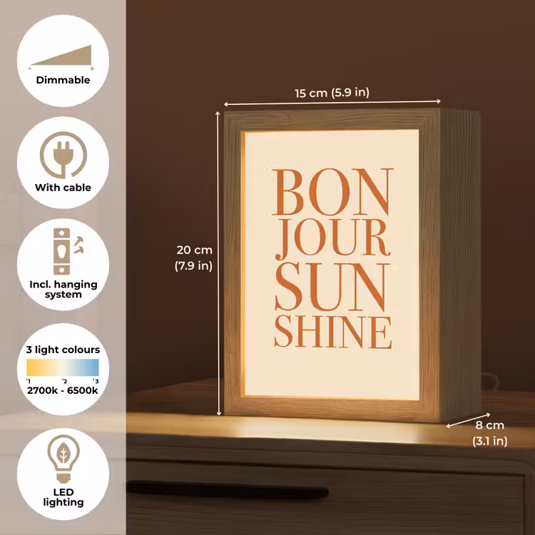 Oranje - Quote - Sun Light Box met kabel (Tafellamp) klein -USP_EN