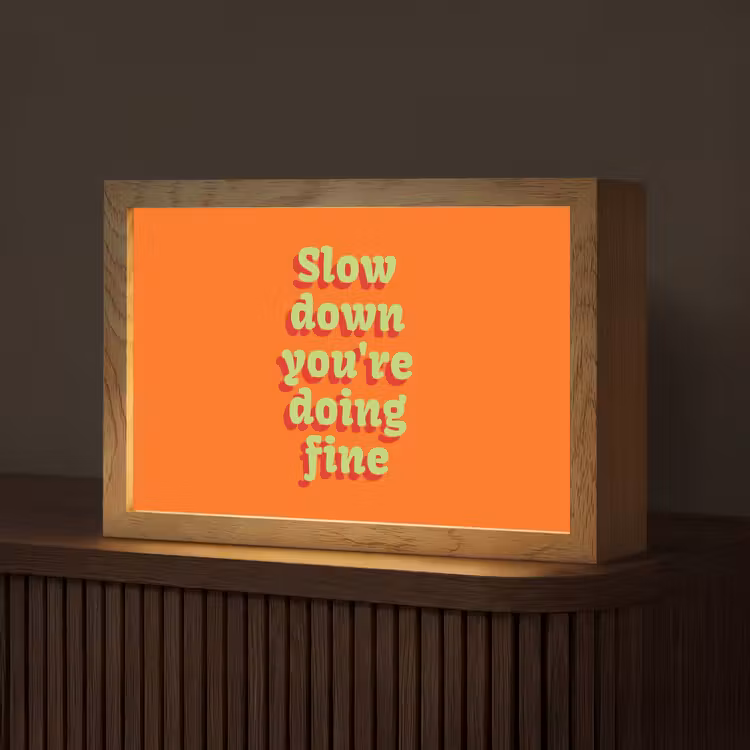 Oranje - Slow down you're doing fine - Retro Light Box met kabel (Tafellamp) klein -z3d_website