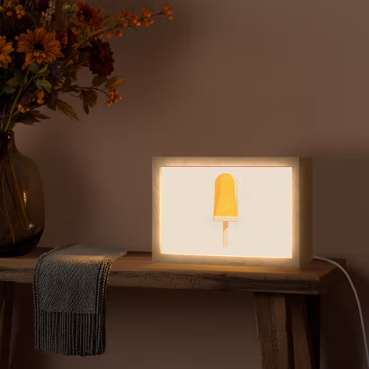 Oranje - Stokje - Waterijsje Light Box met kabel (Tafellamp) klein -sfeer4